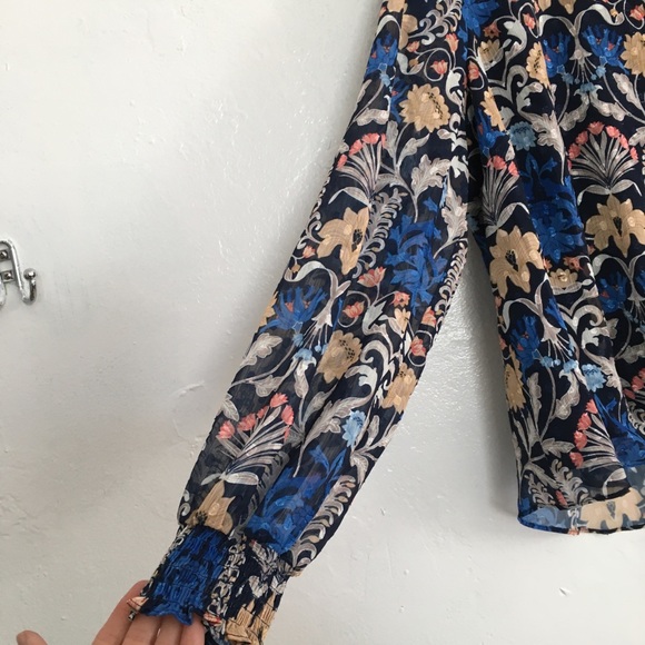 INC blouse Floral Print  Brit top smocked plus size buttons up front tie - Picture 13 of 15